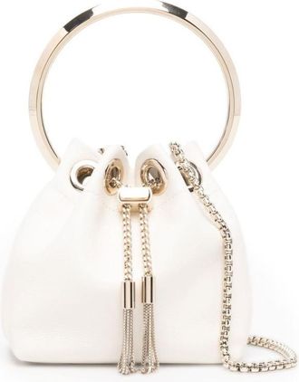 Jimmy Choo London White Bon Bon bucket bag