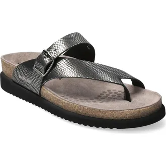 Mephisto Helen Toe Loop Sandal in Grey Havana at Nordstrom, Size 12