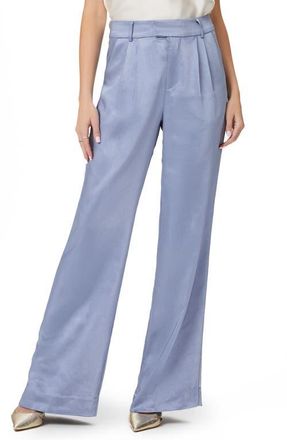 Paige Elyana High Waist Satin Trousers in Iced Slate at Nordstrom, Size 6