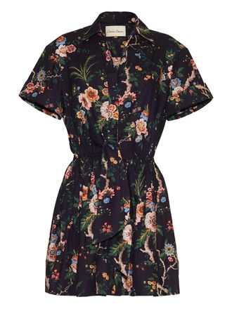 Cara Cara Asbury floral-print self-tie mini dress - women - Cotton - L - Black