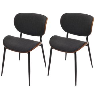 Hhg Hhg - Juego De 2 Sillas De Comedor 236, Tejido De Madera Curvada (370 G/m&sup2;) Certificado Oeko-tex Mvg, Aspecto Nogal, Gris Oscuro