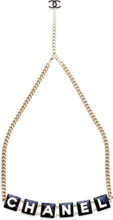 Chanel 2022 logo-charm chain-link belt - women - Enamel/Gold Plated - One Size
