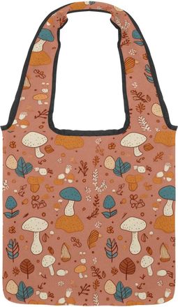 Generic Blue White Mushroom Reversible Canvas Shoulder Tote - Double-Sided Print, 12oz Cotton, 27cm Drop, Fold-Flat Bag for Travel, Shopping, Street Outings
