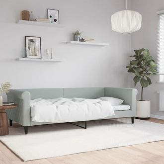 vidaXL Sof&aacute; Cama Sin Colch&oacute;n Terciopelo Gris Claro 90x200 Cm Vidaxl