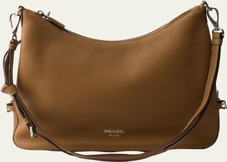 Prada Fold Large Leather Shoulder Bag
