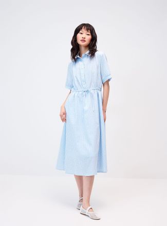 Twik Womens Gingham maxi shirtdress