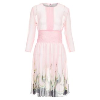 Prada Prada sheer silk chiffon vlam knielange jurk