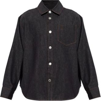 Ami Overhemden, Heren, Blauw, 2Xl, Denim, Denim overhemd met logo