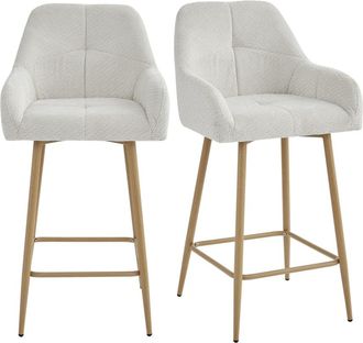 Moloo Silla de bar de tela Ikon Beige y metal madera (x2)
