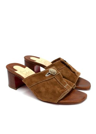 Christian Louboutin Brown Dechirago 55 Safari Suede Mules Size 36