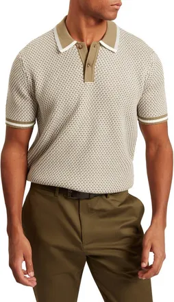 Ted Baker Breame Knit Polo in Olive at Nordstrom, Size 2