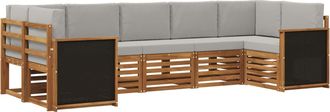 vidaXL Conjunto De Sof&aacute;s De Exterior 6 Uds. Natural Y Gris Claro Vidaxl