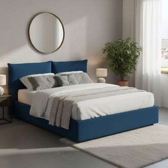 Dmora Dmora - Cama Matrimonial Dmlaka, Cama Contenedor Con Revestimiento De Tela, 100% Made In Italy, Apertura Frontal, Adecuado Para Colch&oacute;n 160x190 Cm, Az