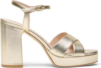 Stuart Weitzman Dayna Platform Sandal - Dames - Sandalen met hakken - Geel - 37 EU - Leer - Schoenen