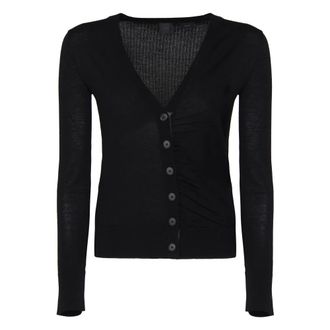 Pinko Black V-Neck Cardigan Jumper - female - PINKO - Cardigans - Black - XS - Knitwear
