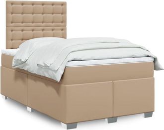 vidaXL Vidaxl - Cama Box Spring Con Colch&oacute;n Cuero Sint&eacute;tico Capuchino 120x190cm