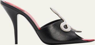 Valentino Garavani 105mm Strass Snake Leather Mule Pumps