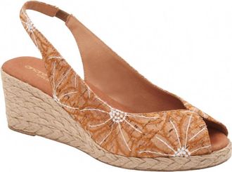 Andr&eacute; Assous Womens Audrey Cork Slingback Wedge Sandal In Natural Multi