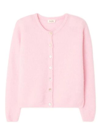 American Vintage Cardigan Vitow a coste con bottoni - Rosa