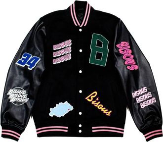 Bisous Skateboards Varsity Jacket - Heren - Bomber jackets - Zwart - L - Wol - Jassen