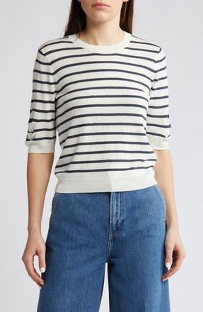 Frame Denim Stripe Ruched Sleeve Sweater in Midnight Slate Multi at Nordstrom Rack, Size X-Small