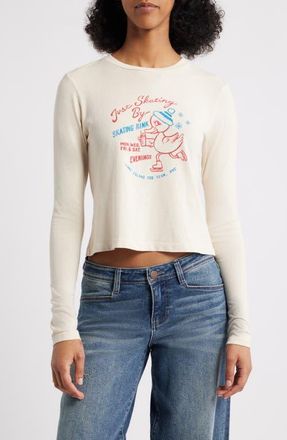 Daydreamer Just Skating By Long Sleeve Cotton Graphic T-Shirt in Dirty White at Nordstrom, Size X-Small