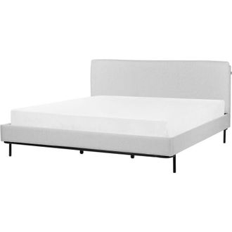 Beliani Beliani - Letto Tessuto moderno imbottito con testiera eu Letto matrimoniale 180 x 200 cm Grigio con rete a doghe Corio