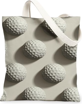 Generic Golf Balls Canvas Tote Bags, Sporty Pattern Reusable Grocery Bags, Lightweight Washable Shoulder Strap Canvas for Gym Outdo, Gray, 13x15 Inch