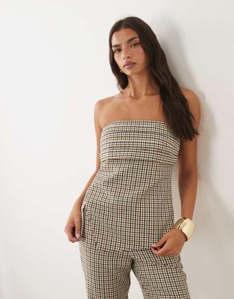 Asos top sartoriale con dettaglio pieghe in coordinato a quadri-Multicolore