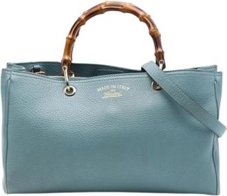 Gucci Pre-owned Bamboo Shopper Satchel - Dames - Vintage Shopper - Blauw - ONE Size - Leer - Vintage