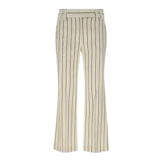 Marella Wide Trousers, female, White, Size: L Pinstripe Flared Trousers