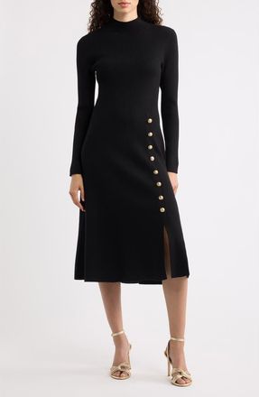 Elie Tahari The Adhara Long Sleeve Sweater Dress in Noir at Nordstrom, Size X-Small