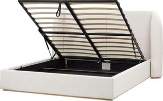 Beliani Ottoman Bed Fabric MONESTIER 160 x 200 cm (EU King Size) Off-White