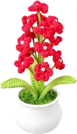 OEM Flor De Ganchillo - Decoraci&oacute;n Tejida - Para Salpicadero De Coche - Hecha A Mano - &Uacute;nica - 22 Cm De Alto - Roja