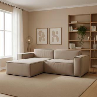 Dmora Sof&aacute; Fijo Dkivil, Sof&aacute; Modular 2 Plazas Pen&iacute;nsula Izquierda, 100% Made In Italy, Sof&aacute; Moderno En Tela, Cm 220x170h70, T&oacute;rtola - Dmora