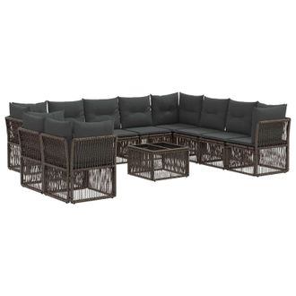 vidaXL Conjunto De Sof&aacute;s De Jard&iacute;n 11 Pcs Gris Rat&aacute;n Sint&eacute;tico Vidaxl
