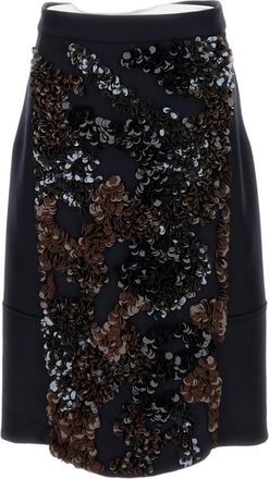 Plan C Multicolor Sequin Embroidery Wool Blend Mini Skirt
