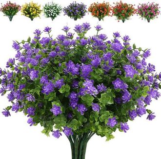 OEM Flores Artificiales - 10 Ramos - Aptas Para Uso Exterior - Fabricadas En Pl&aacute;stico - Aptas Para Uso Interior Y Exterior - Moradas