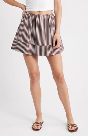 Topshop Poplin Miniskirt in Brown Multi at Nordstrom Rack, Size 10 Us (Fits Like 10-12)