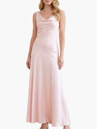 Needle & Thread Evangeline Satin Cowl Neck Gown in Shell at Nordstrom, Size 12