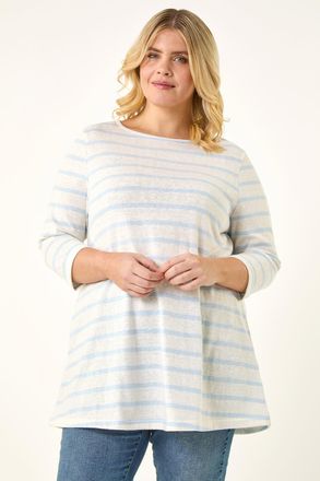 Roman Stripe Print Tunic Top