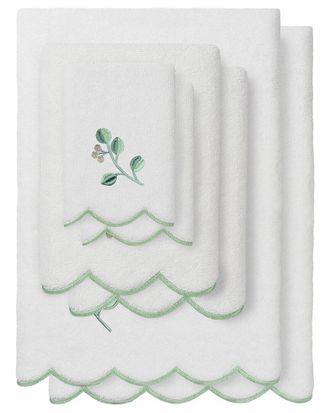 Linum Home Textiles 100% Turkish Cotton Wild Branch Scallop 6Pc Embellished Towel Set