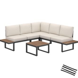 TecTake Eliar Garden Lounge Set, 4-piece, with aluminum frame in Black | Size: Large