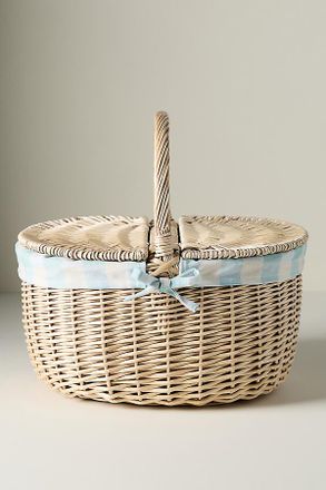 Anthropologie Country Woven Picnic Basket