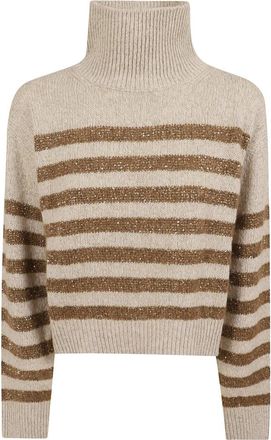 Brunello Cucinelli Dames, Truien, Beige, Maat: XS Wol