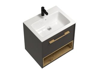 Vente-Unique Mueble de baño flotante en gris antracita con lavabo empotrado - 60 cm - YANGRA
