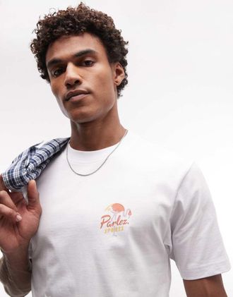 Parlez Clothing Marion - T-shirt bianca a maniche corte con grafica sul retro-Bianco