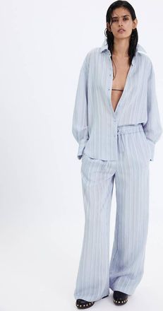 Mango Pantaloni diritti righe blu - Donna - S - MANGO