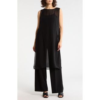 Eileen Fisher SheerSilk Georgette Poncho (Regular & Plus)Silk Georgette Poncho in Black at Nordstrom Rack, Size Large/x-Large