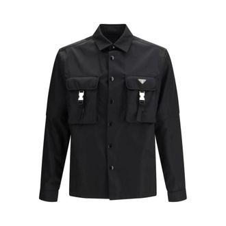 Prada Jassen, Heren, Zwart, S, Nylon, Re-Nylon Blouson Jas